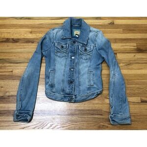 Vintage Y2K Abercrombie & Fitch Trucker Jacket Women M Blue Denim Button‎ Detail